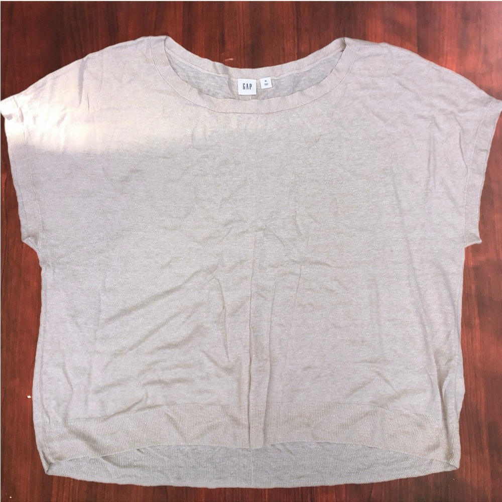 Like New Gap Sweater Oatmeal Heather Scoop Neck Linen Blend XL